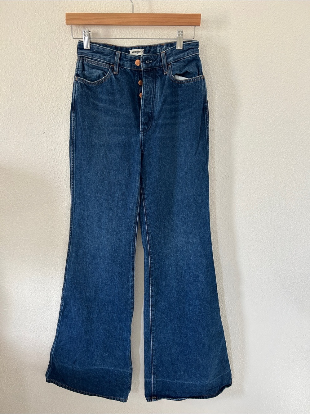 Wrangler Dark Blue High-Rise Flare Jeans - Picture 1 of 7